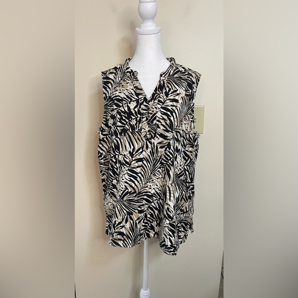 Christopher & Banks Women’s Linen Blend Sleeveless Blouse Top V Neck Sz P/XL
